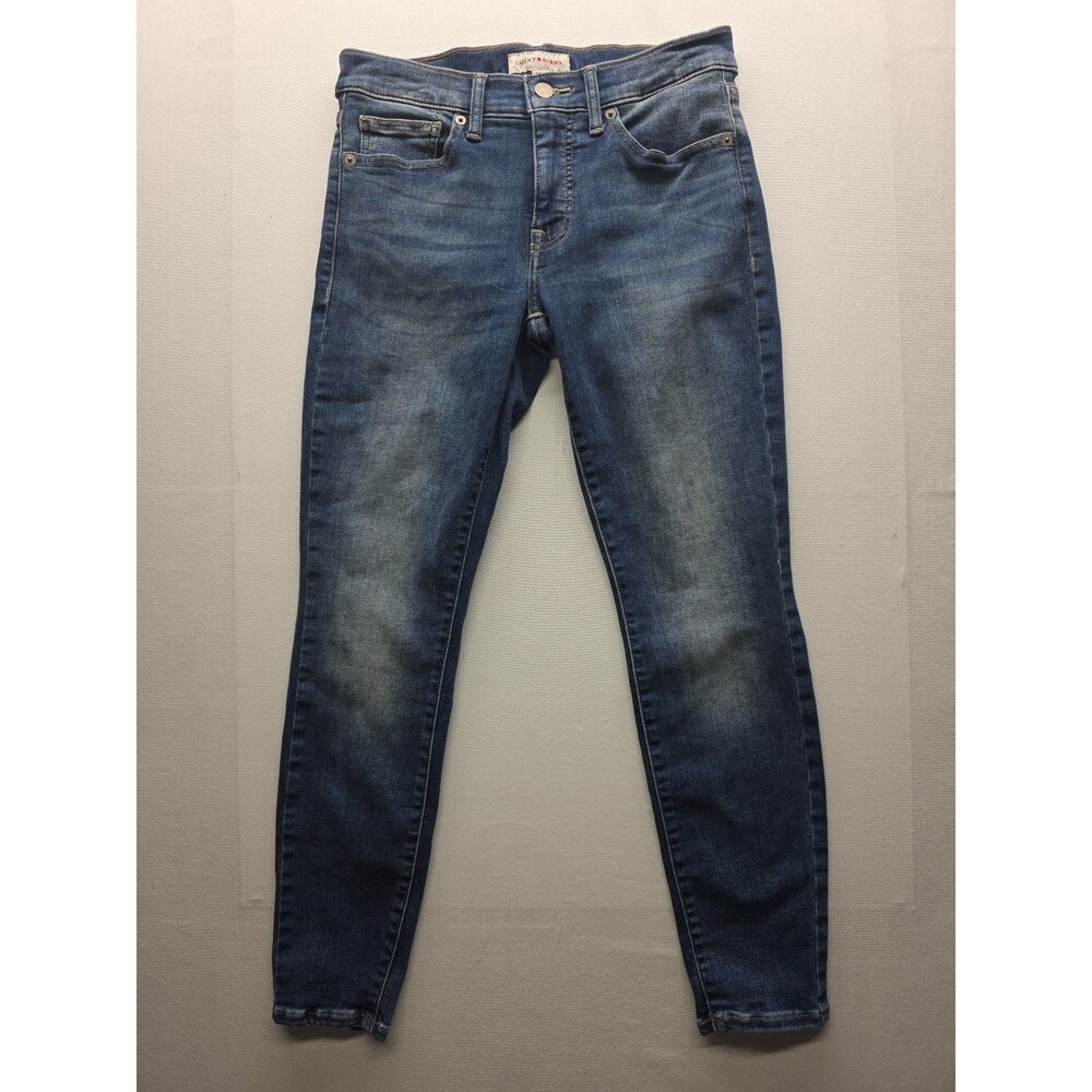 Lucky Brand AVA Skinny Women 4/27 Ankle Midrise Distress Destroyed Jeans Raw Hem